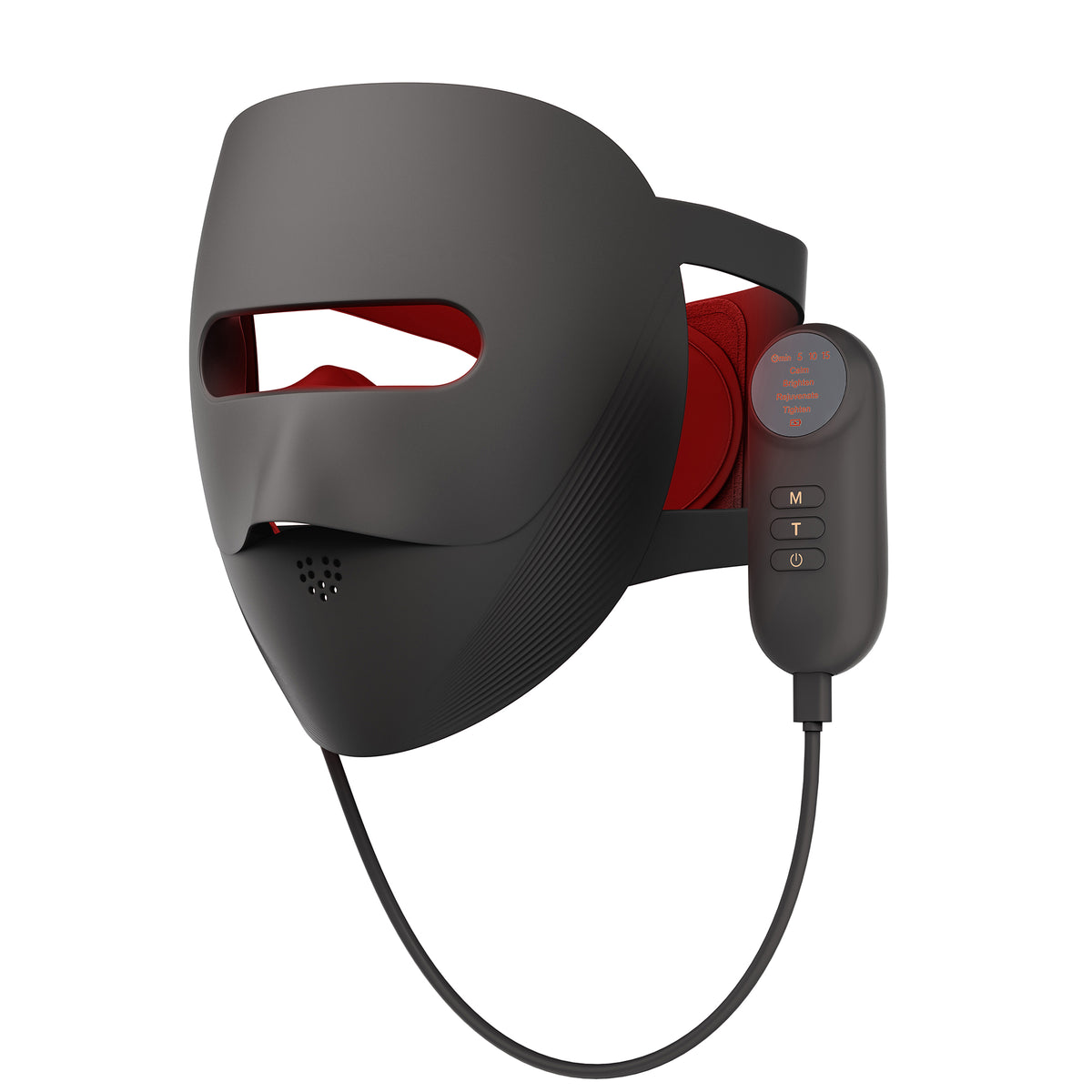 Masque LED visage Masque Chrysalide noir avec télécommande à écran